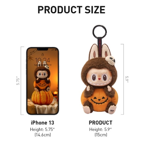 Authentic Pop Mart Labubu Halloween Pumpkin Vinyl Plush Pendant - Picture 5 of 11